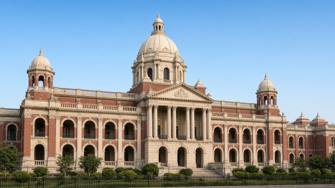 Colonial high court building facade, illustrative architecture photograph