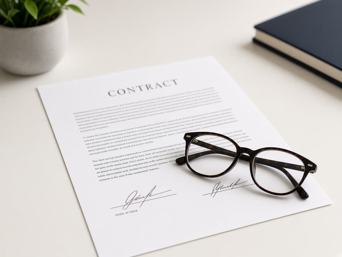 Civil contract documents on a desk